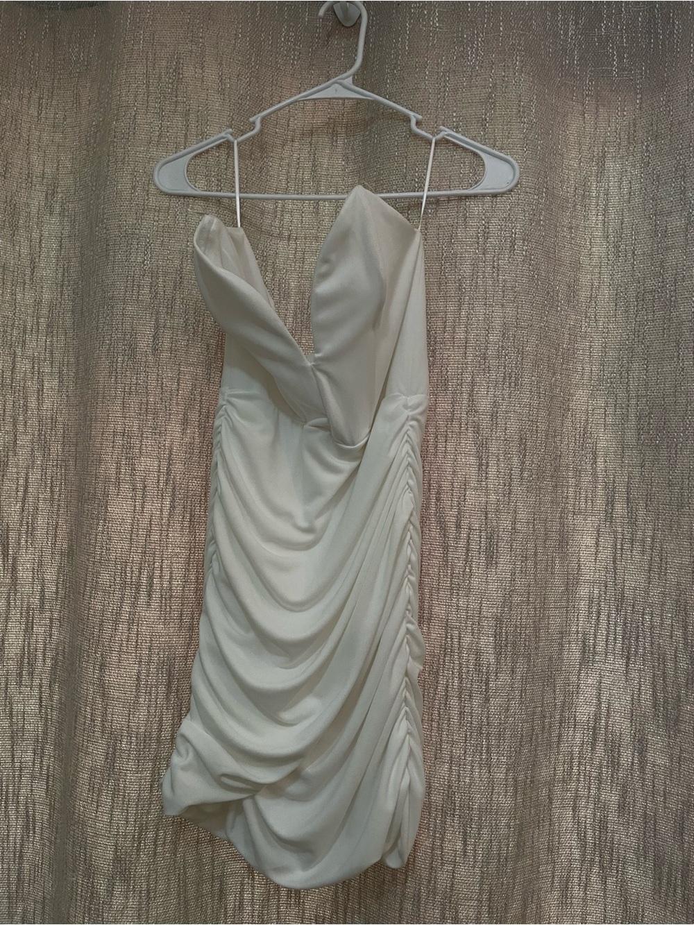 Zara Cream Strapless Draped Cocktail Dress